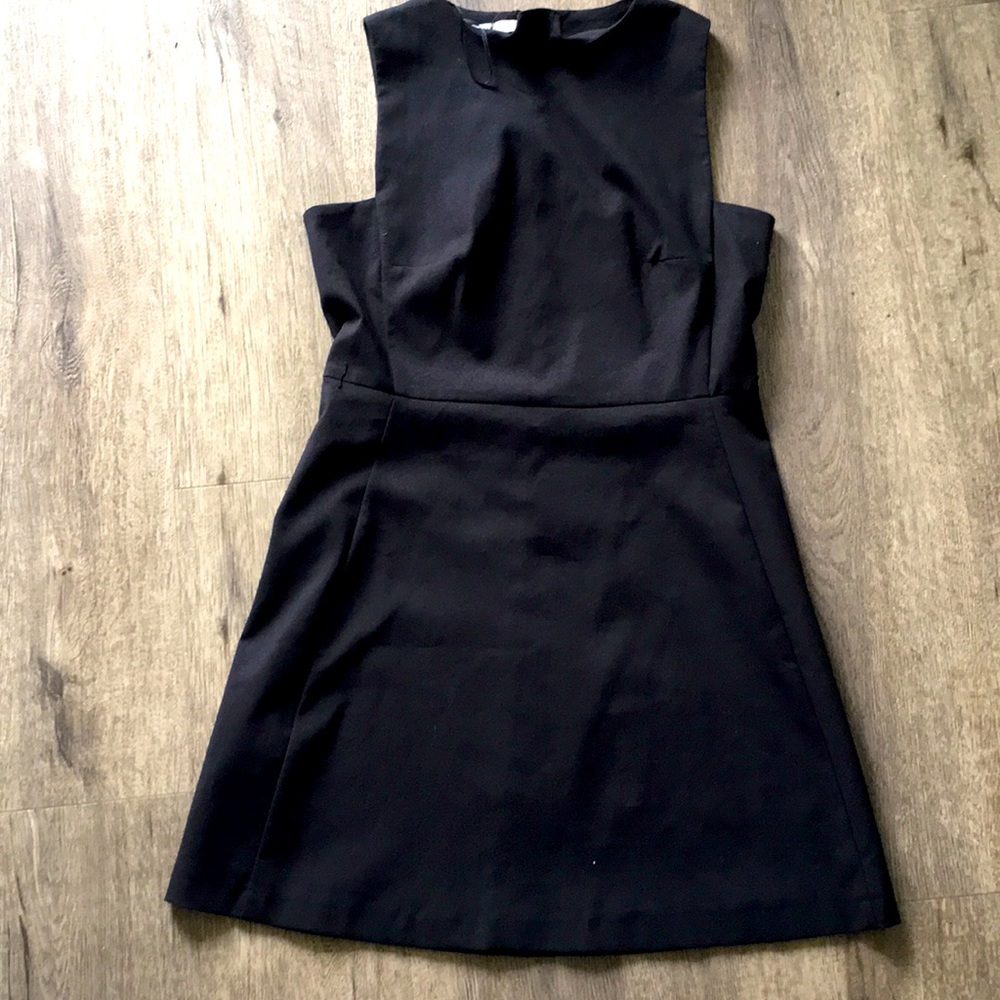 Mango A line Party Solid Black Dress